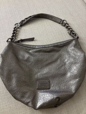 Vera Wang Metallic Gray Chain-Trim Shoulder Bag